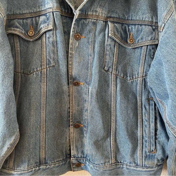 VTG WoodLake Men’s Chore Trucker Jacket XL Leather Denim Rodeo Cowboy Barn Work - Picture 16 of 16